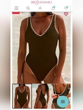 Bravissimo Cancun One Piece Swimsuit Khaki 30F NWT